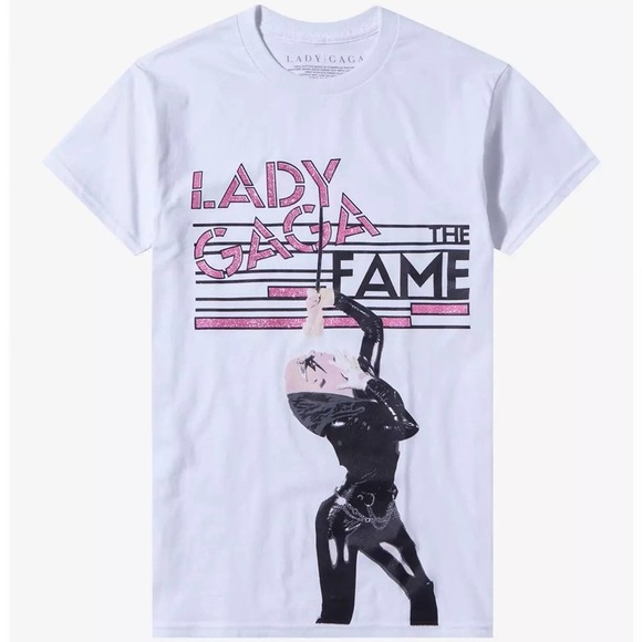Lady Gaga Women's Officially Licensed The Fame Glitter Boyfriend Fit Tee T-Shirt - Picture 1 of 2